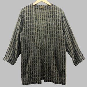 Vintage Cariati & Wainright Granny Core 3D Knit Open Cardigan Sweater Womens XL